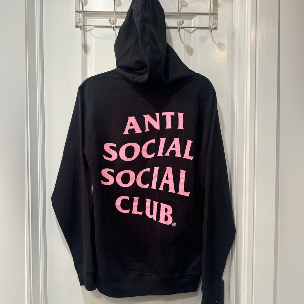 Anti Social Social Club Black and Pink Hoodie Small